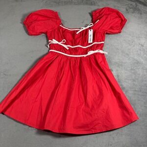 New Day + Moon puff sleeves red mini dress size S